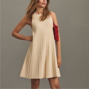 English Factory Pleated A-Line Knit Mini Dress